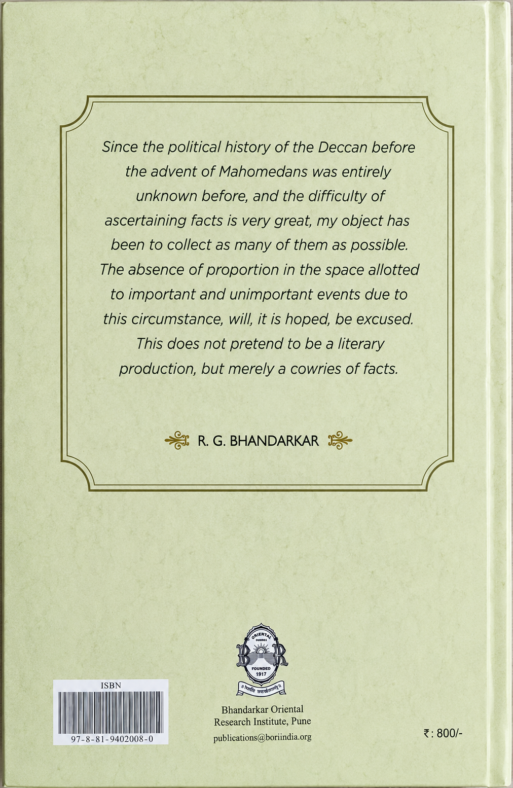 Early History Of The Deccan And Miscellaneous Historical Essays